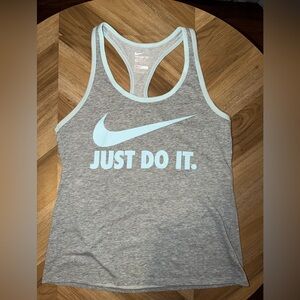 Nike Heather Gray Tank with Light Blue Accents